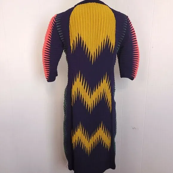 VINTAGE M Missoni Knit Dress short sleeve zig zag blue mustard green pink size? - Picture 5 of 10
